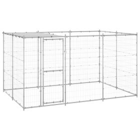 Outdoor Dog Kennel Galvanized Steel with Roof 78.1 ft¬≤