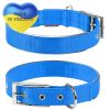 Blue Nylon Reflective Dog Adjustable Dog with Metal Buckle Heavy Duty Small Dogs Puppy XS Size 11-13 inch Neck