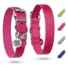 Long Lasting Leather Dog Collar for Large Dogs Medium Small Dogs Adjustable for Boy Girl Dog Collars with Durable Buckle D Ring Pink 15 - 20 inch Neck