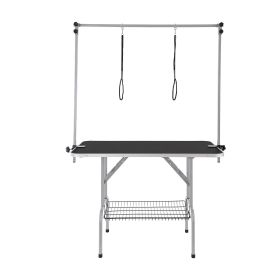 VEVOR Pet Grooming Table Two Arms with Clamp, 46'' Dog Grooming Station, Foldable Pets Grooming Stand for Medium and Small Dogs, Free No Sit Haunch Ho