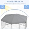 PawHut 6.9' x 6.1' x 4.9' Dog Kennel Outdoor Dog Run with Waterproof, UV Resistant Roof, Lockable Door, for Medium and Large-Sized Dogs, Silver