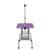 46" Folding Dog Pet Grooming Table Stainless Steel Frame Rubber Mat on Board with Adjustable Arm and Clamps pet dog Cat Grooming Table (PURPLE COLOR)