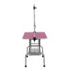 36" Folding Dog Pet Grooming Table Stainless Steel Frame Rubber Mat on Board with Adjustable Arm and Clamps pet dog Cat Grooming Table (PINK COLOR)