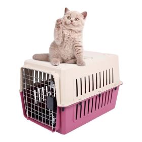 Portable Pet Box Cat & Dog Carrier Cage with Chrome Door (Color: Red, Type: Medium)