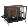 Modern Kennel Dogs room up to 60 LB, Dog crate furniture with Multi-Purpose Rremovable Ttray, Double-Door Dog House, lift Panel, 360 Degree Rotation -